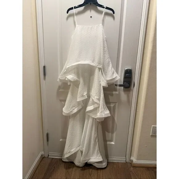 Elliatt Moss Tiered Embellished Gown White bachelorette wedding Bridal size S NW - Picture 7 of 11